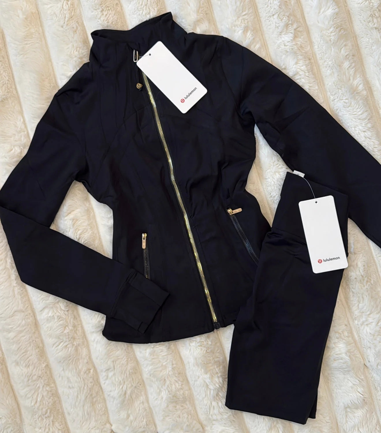 Black Shorts Set (Gold Zip)