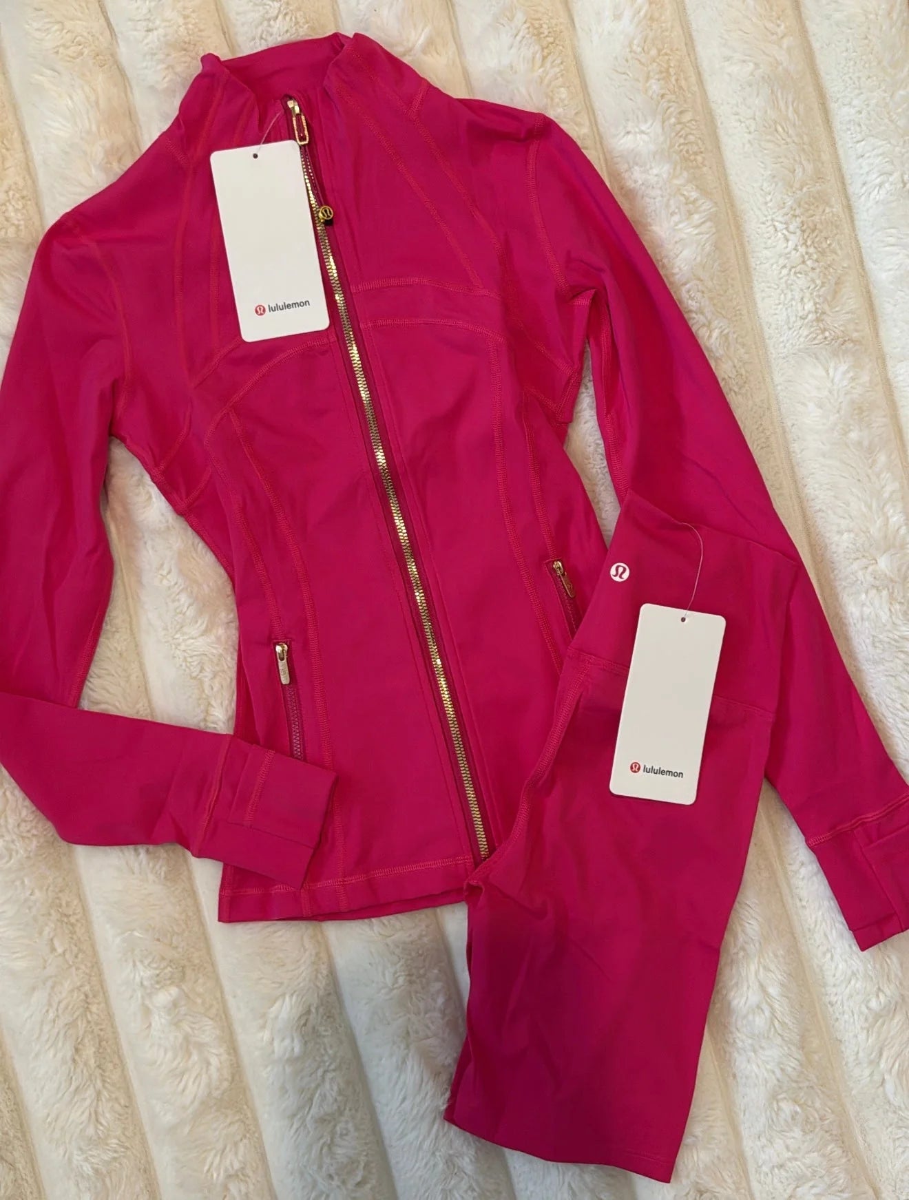 Hot Pink Shorts Set (gold zip)