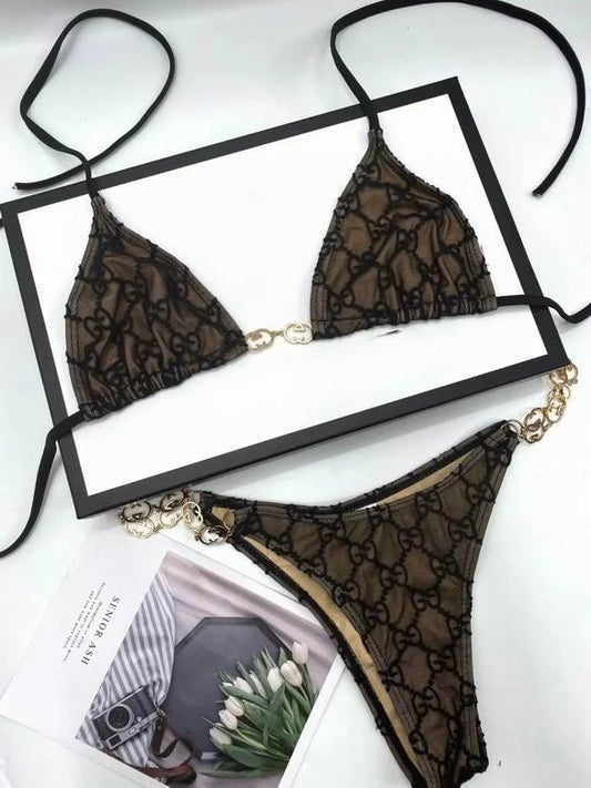 Brown & Black Bikini