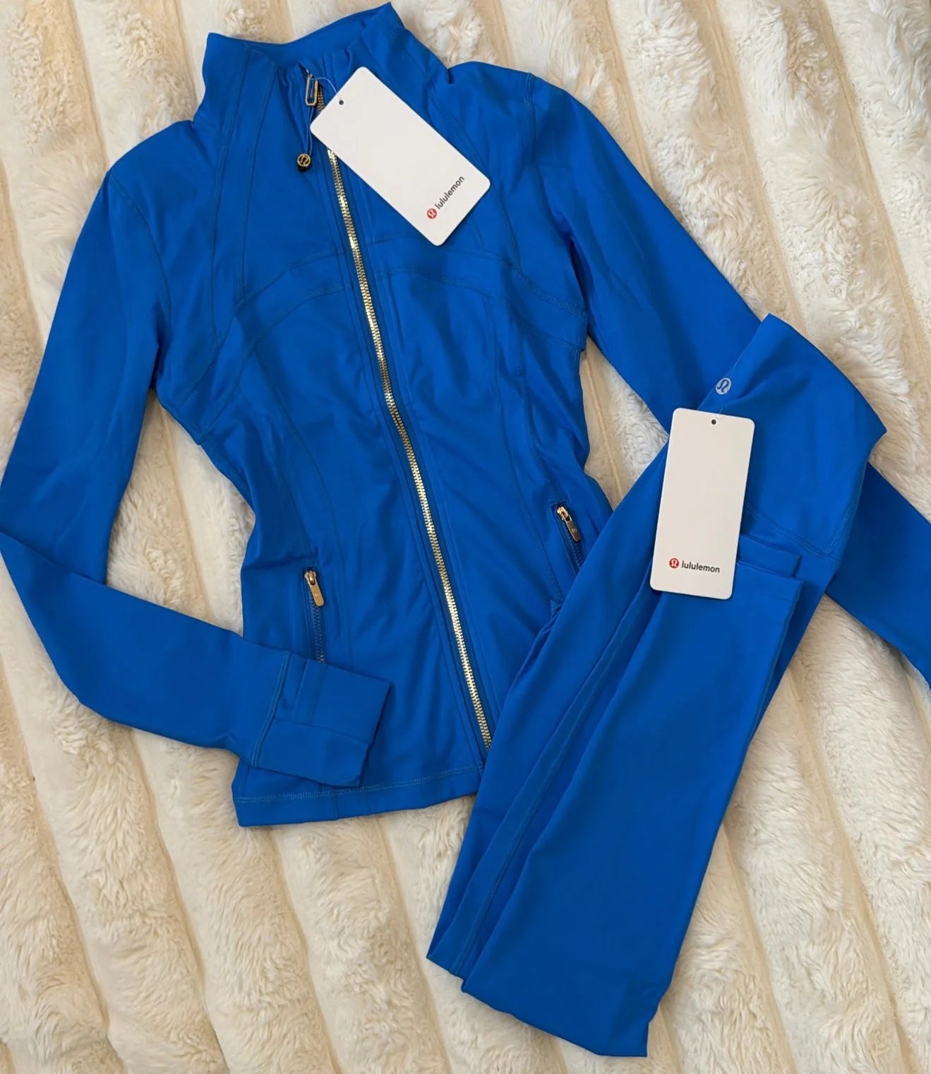 Royal Blue Leggings Set (Gold Zip)