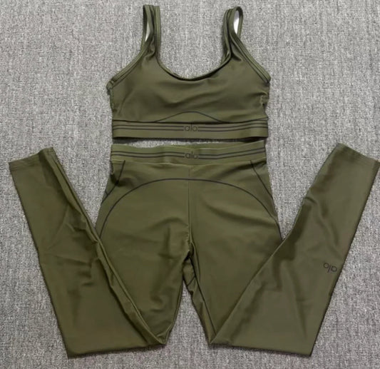 Khaki Crop Top & Leggings