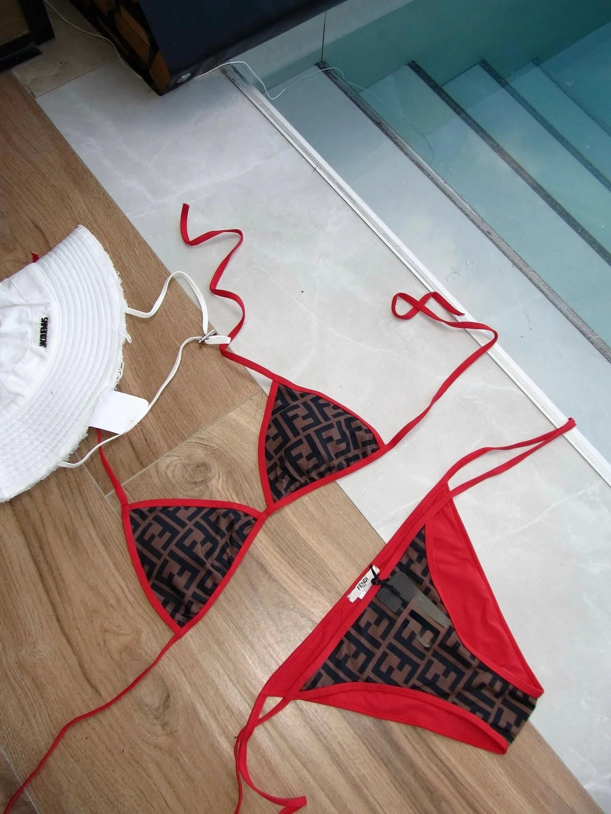 Brown & Red Bikini