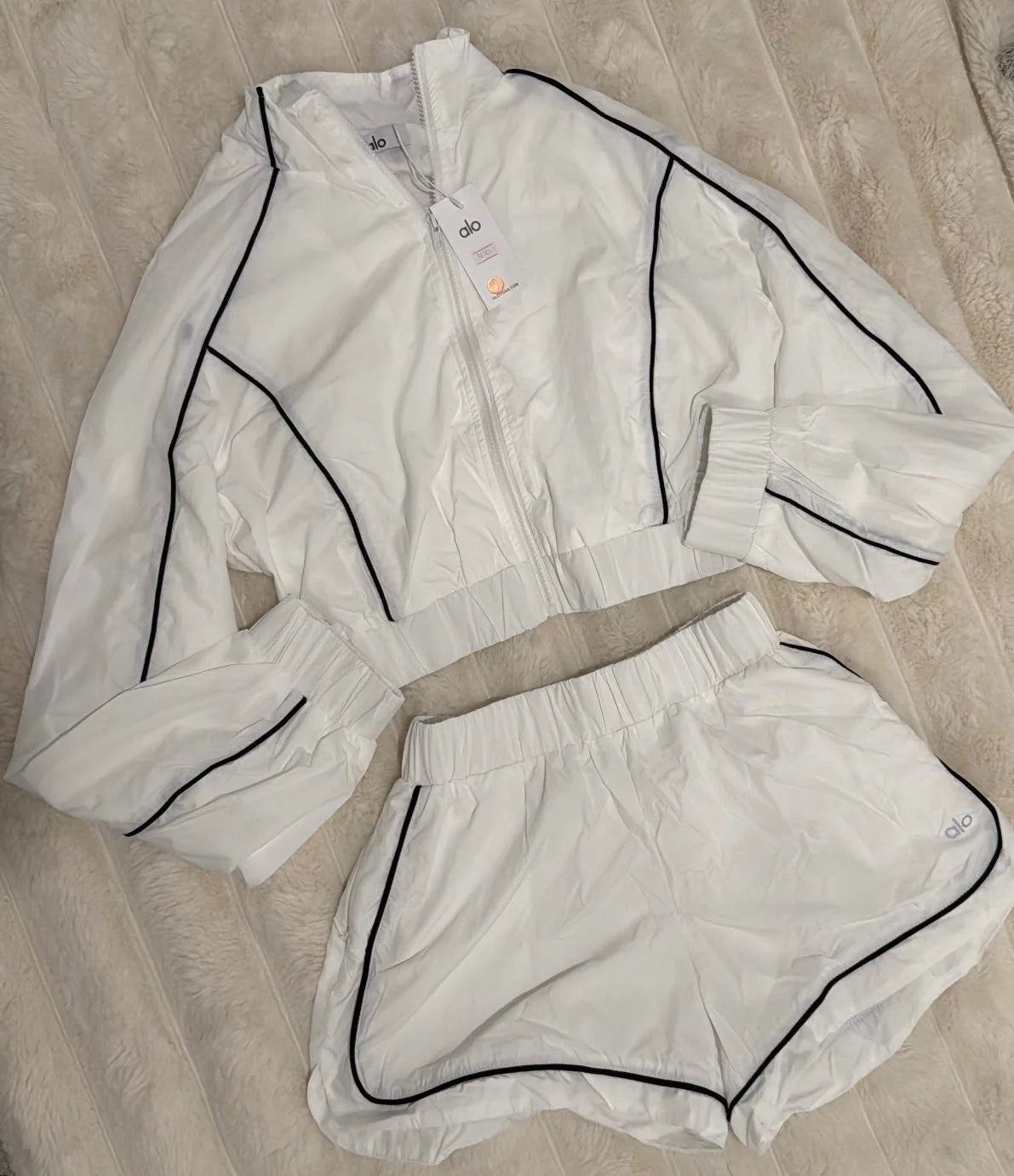 White Zip Up And Shorts